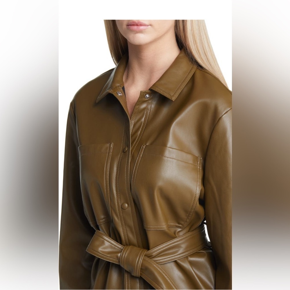 VERO MODA
Bella Faux Leather shirt olive green jacket /size M - Picture 4 of 6